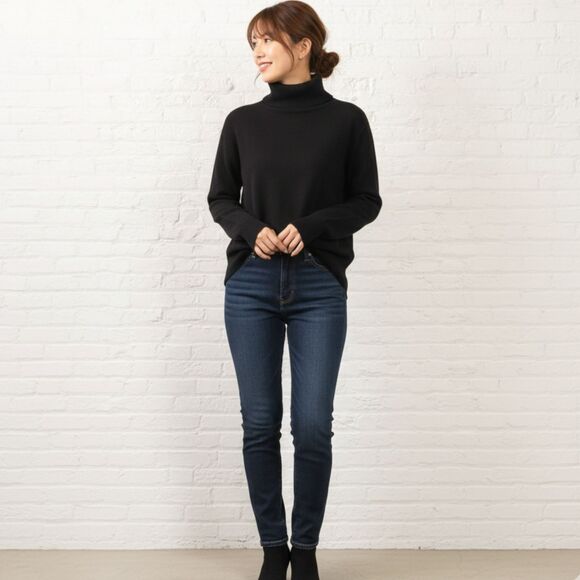 Franck Olivier Paris Sweater 42 Black Turtleneck Ribbed Vintage France L - Picture 12 of 12